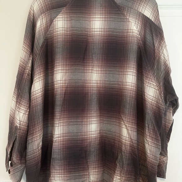 BDG Urban Outfitters Amethyst, Gray, Cream Plaid Soft Flannel Shirt - Picture 2 of 5